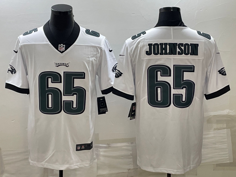Men's Philadelphia Eagles Fred Johnson #65 White Jersey